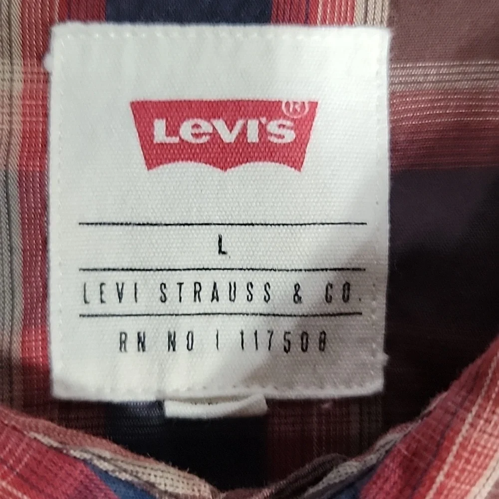 Levi's Size L Multicolored Plaid Long Sleeve Western Shirt Cotton Blend